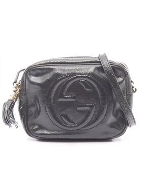 Gucci Shoulder Bag Soho Interlocking Navy Patent Leather laba